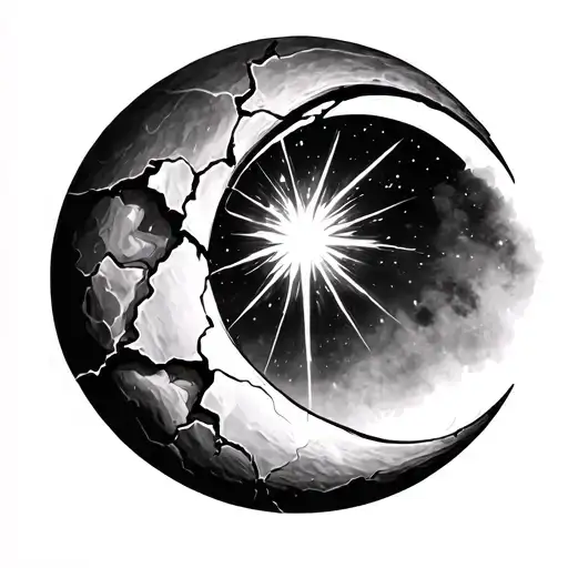 Broken Crescent Moon Shining