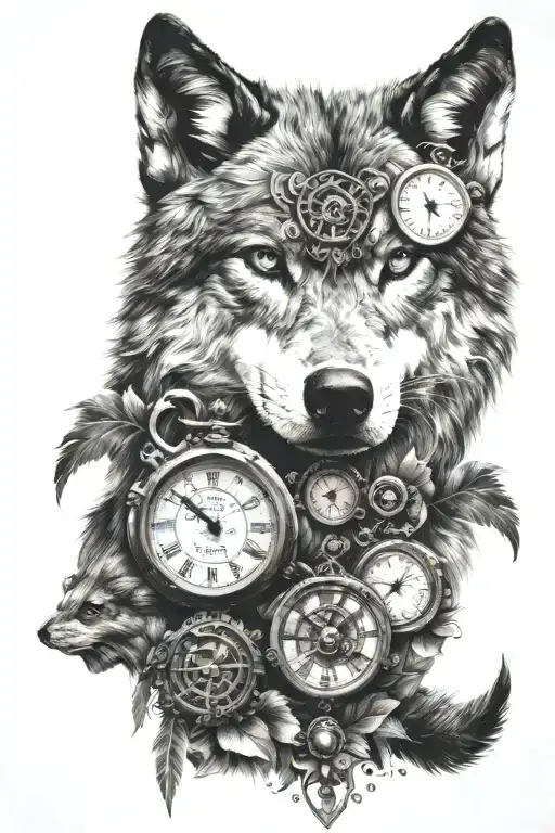 Wolf And Eyes And Watches Using Roman