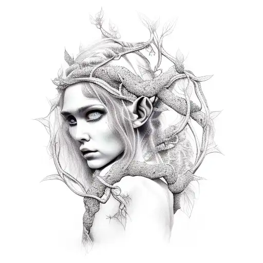 Pagan Elf Girl With Tree Vines