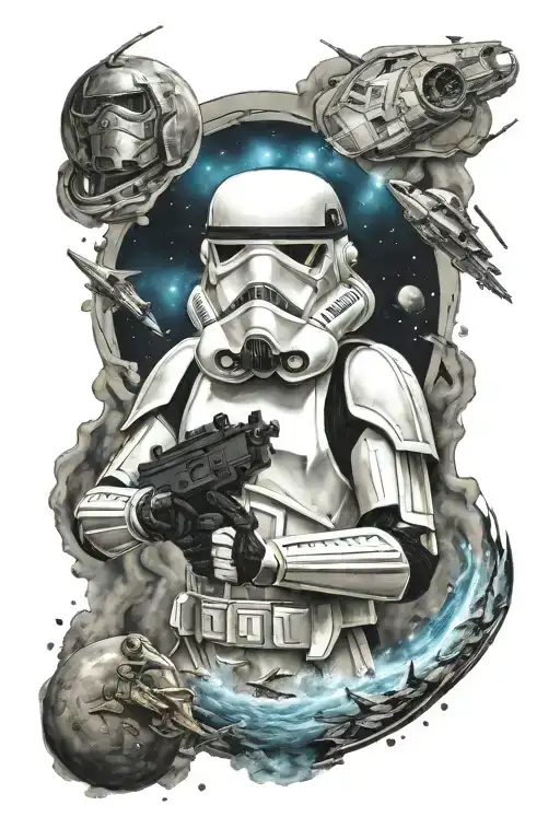 Storm Trooper In Space Surrounded