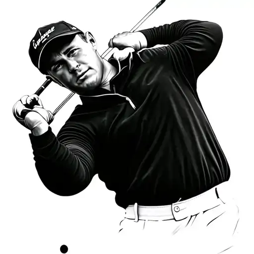 A Realistic Portrait Of A Famous Golfer Swinging A Club