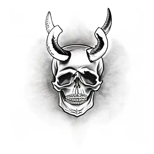Skull With Devil Horns Playing Electric Guitar
