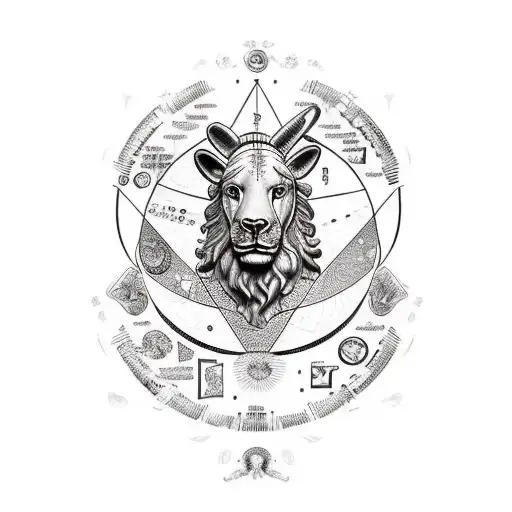 Black And White Hercules Head With Circle Of Zodiac Signs In The Background