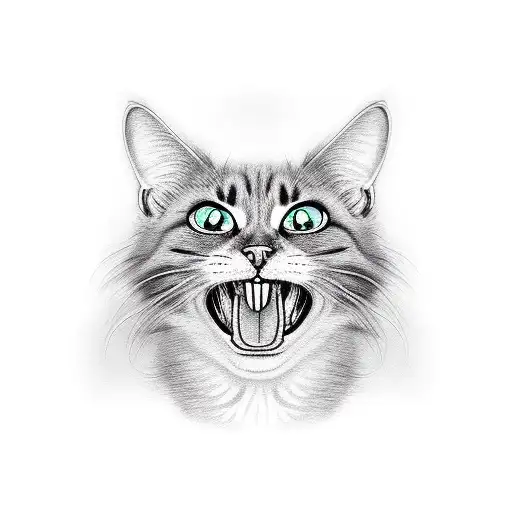 Black Cat With Open Mouth