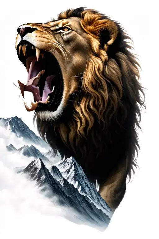 Roaring Lion Surrounded My Mountain Range