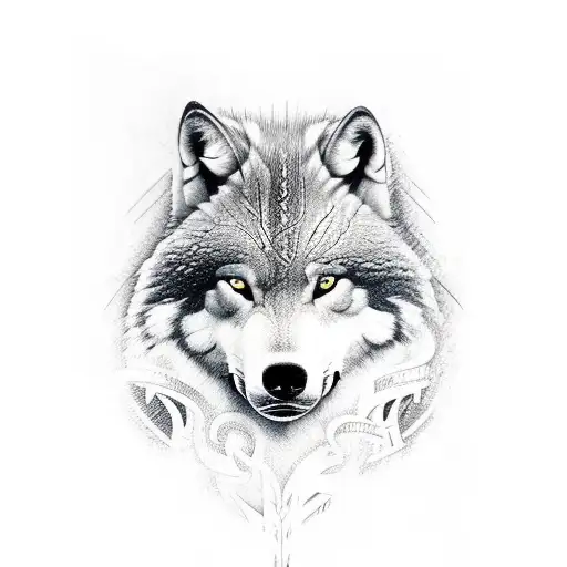 Trees Viking Runes Wolf