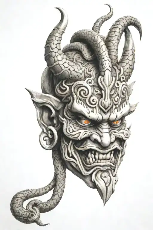 Temple Oni Mask With Snake