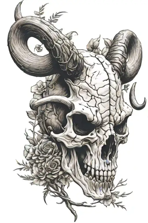 Long Horn Skull With A Field In Horns