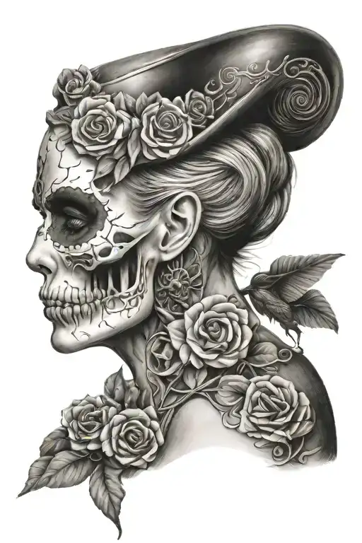 Skull And Woman Face Morphing