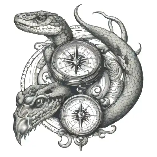 Compass And Snake Coiling