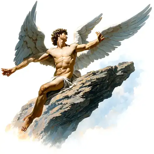 The Most Handsome Angel Falling Down A Cliff Facing Up Trying To Grab Gods Fingertips