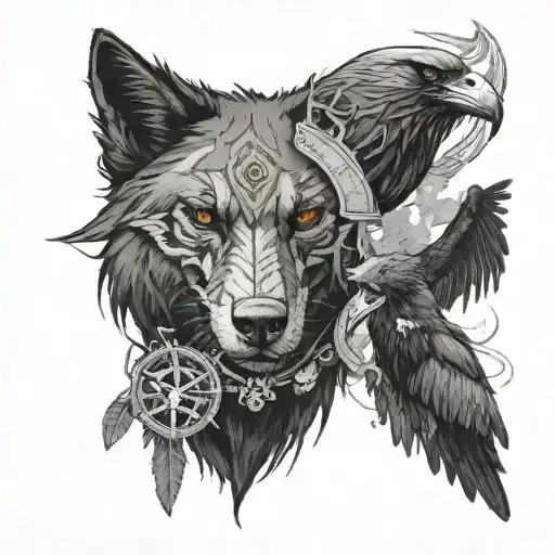 Wofl And Raven With Witcher 3 Symbols