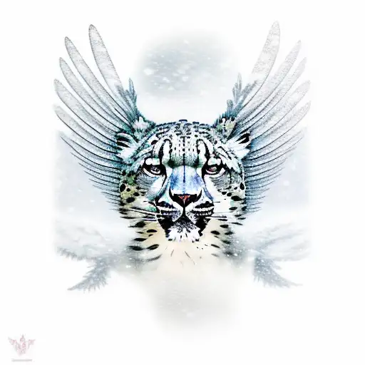 Snow Leopard With Big Wings From An Eagle
