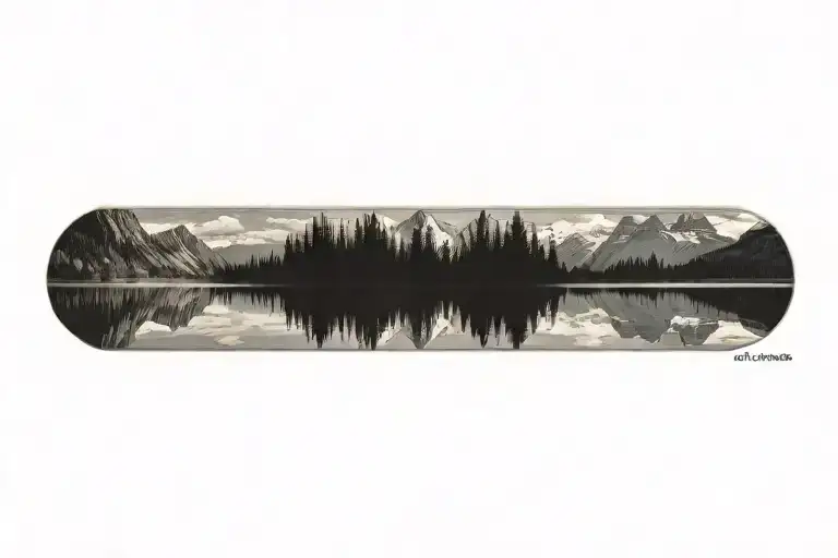 Mountain Range Reflected In A Calm Lake