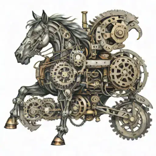 Steampunk Horse Made Out Of Gears And Engines