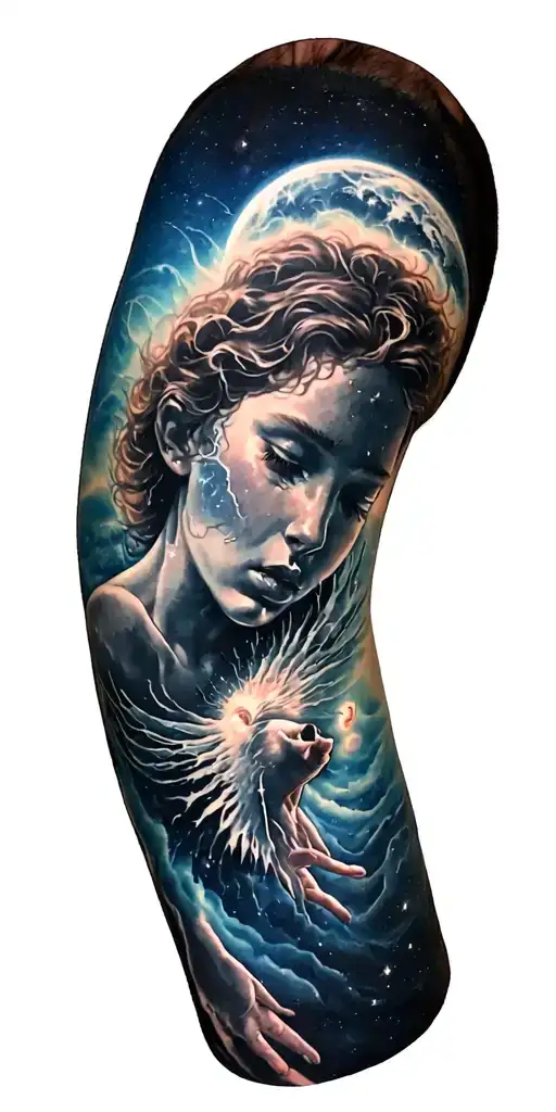 A Celestial Being With A Broken Spirit Floating In Space