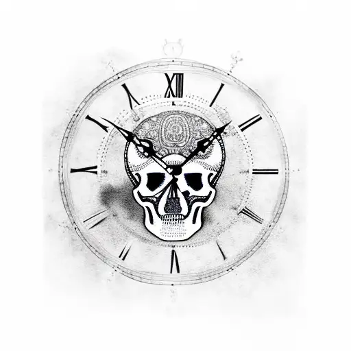 Skull With A Clock Above