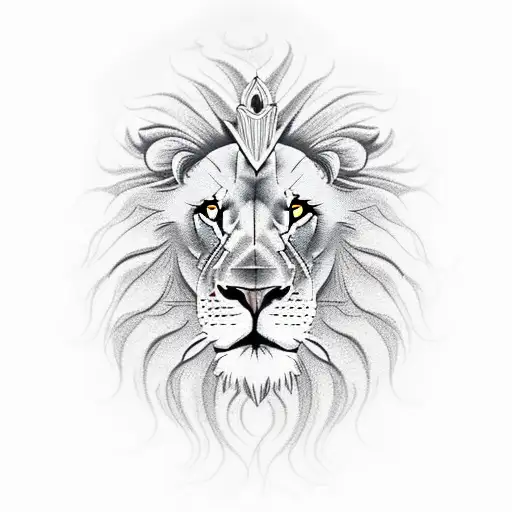 Half Angry Lion With Crown