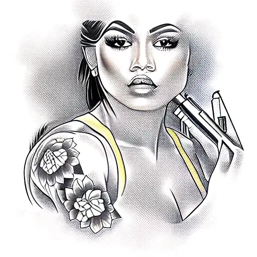 Chicano Girl With A Gun