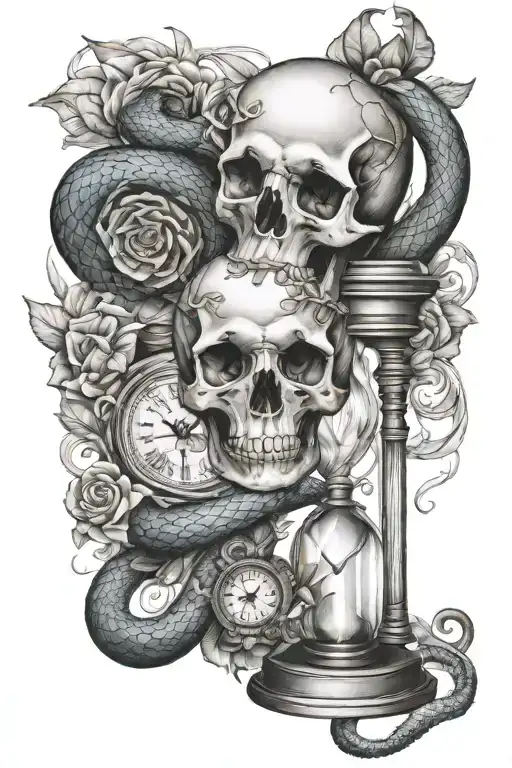 Momento Mori Snake And Hourglass