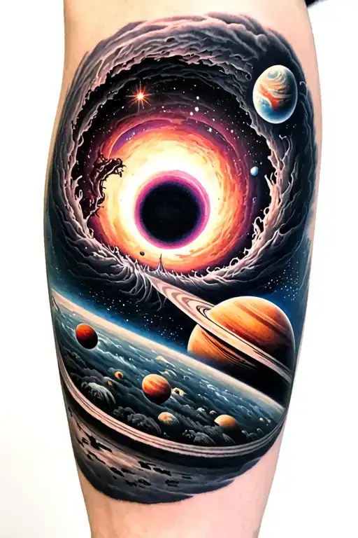 Frightning Representation Of A Black Hole Sucking In Stars And Planets