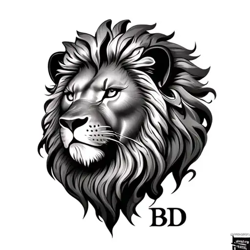 Lion Head With Bd Initials Intertwined