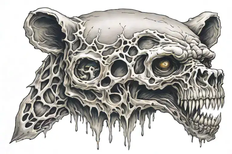 Zombie Bear Head Skull