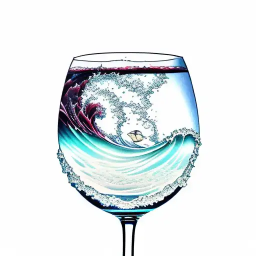 Wine Glass With Ocean Waves In It