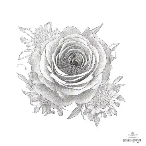 A Realistic Portrait Of A Retail Worker Surrounded By Their Favorite Birth Flowers