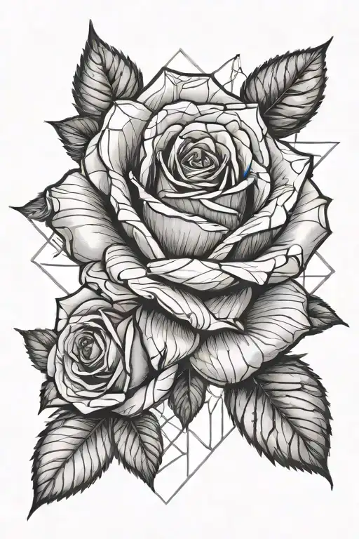 Geometric Style Rose Surrounded