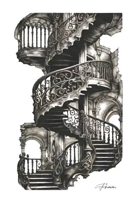 Spiral Staircase Deteriorating Gothic Architecture Skinny