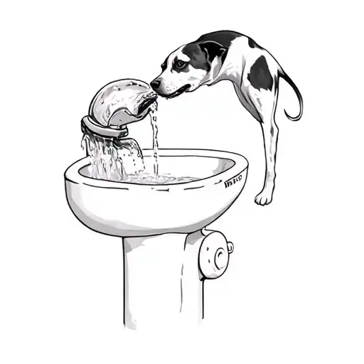 A Dog Drinking From A Water Fountain