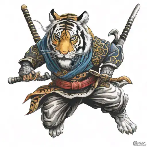 Tiger As A Samurai Warrior