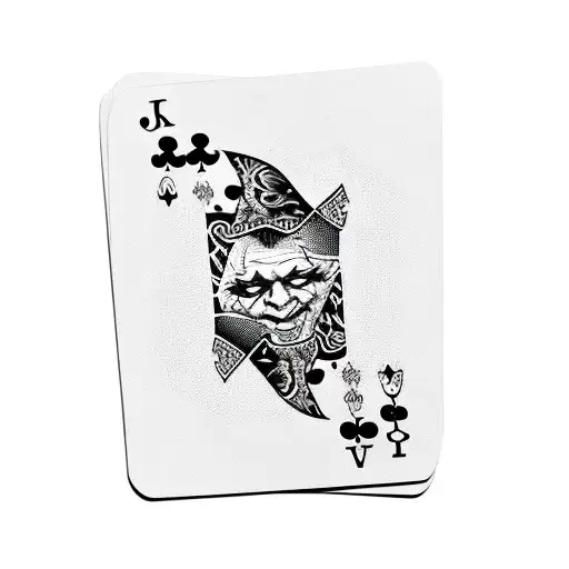 Joker With Haha And Cards With Red Lettering