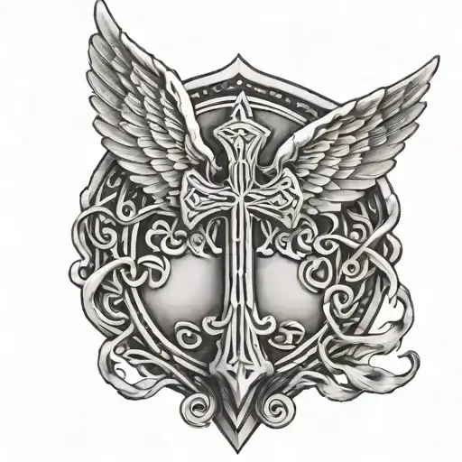 Celtic Cross On Shield Cover Wings