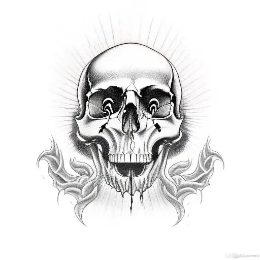 Half Human Skull Half Demonic Skull