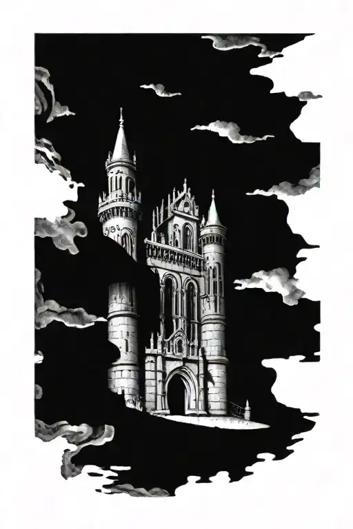 Gothic Architecture Deteriorated Castle Dark