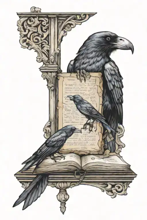 Cathedral Windows Stained Glass Crow Holding Book