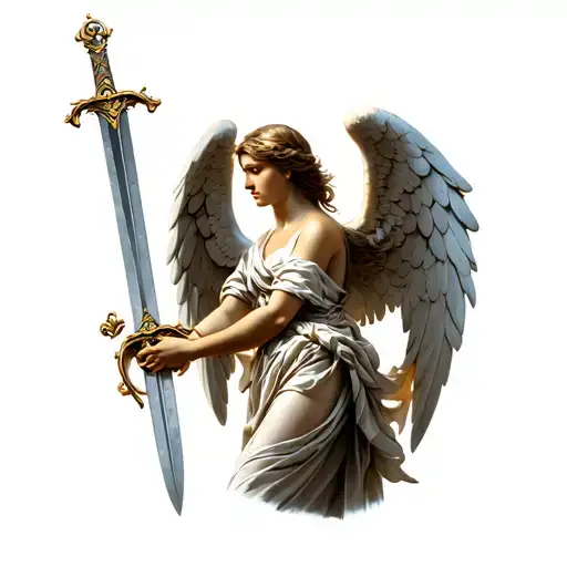 Celestial Angel Holding A Sword