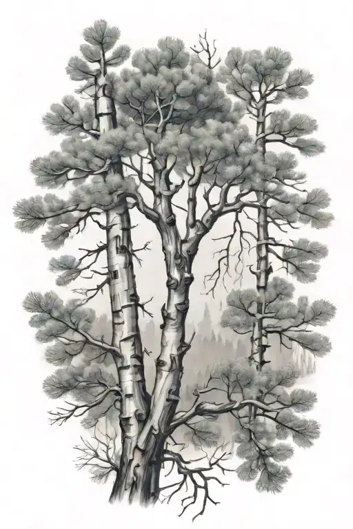 Aspen Tree Branch And Pine Tree Branch Swirling Around My Arm