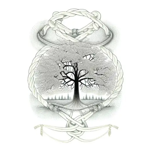 Map And Kompass And Rope And Tree Of Life