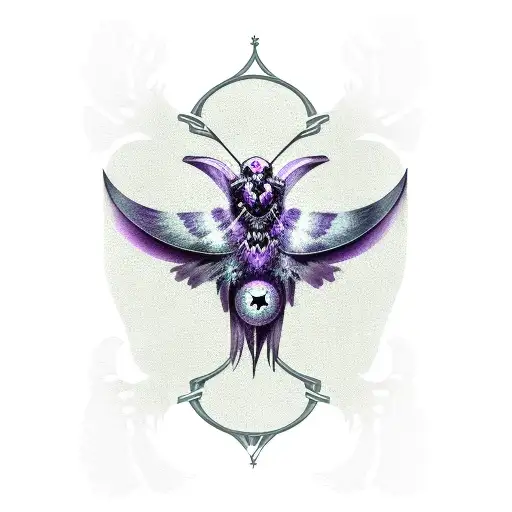 Gothic Moth And Ravens Dreamy Purple Sky