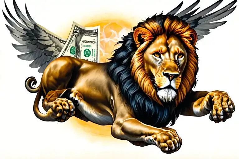 Lion On Money Flying