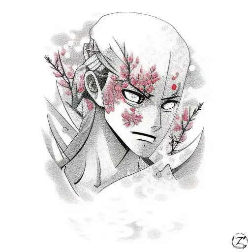 Zoro Under Blossom Trees In The Rain