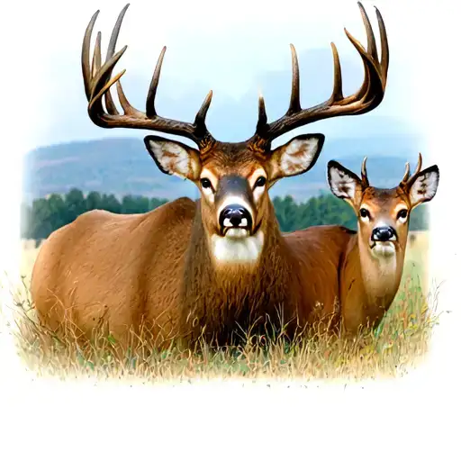 Buck In Front Of Doe In Texas Hill Country