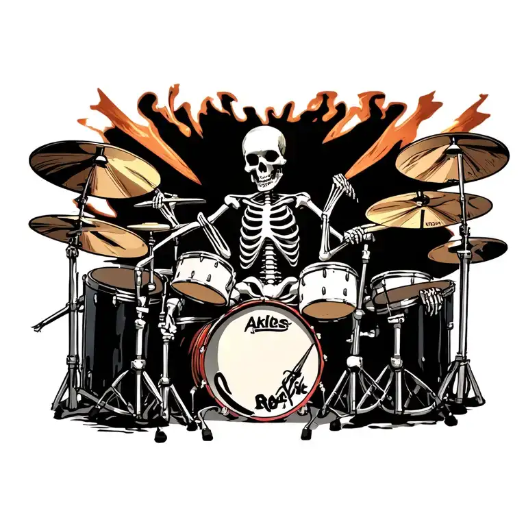 Skeleton Playing Drumset With Lots Of High Energy Playing Thrash Metal Music