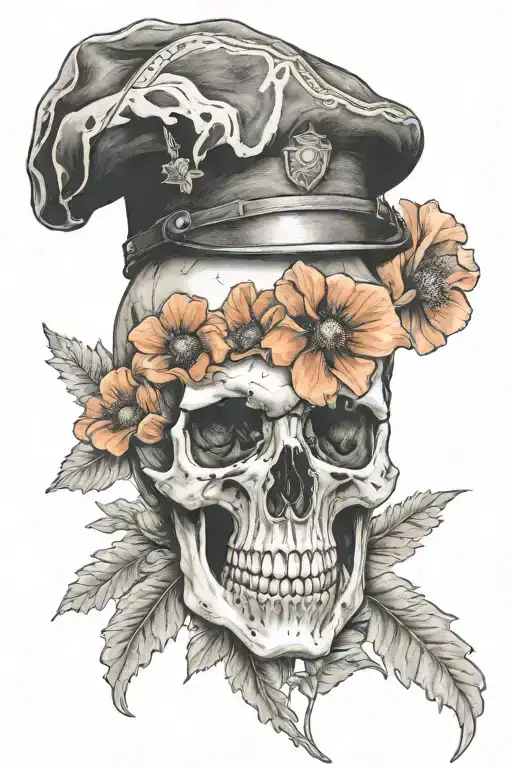 Military Skull And Poppies