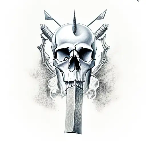 Skull With A Sword Through Its Head