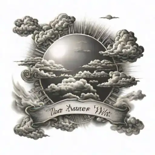 Sun Coming Through Clouds With The Phrase The Answer Is In The Wait