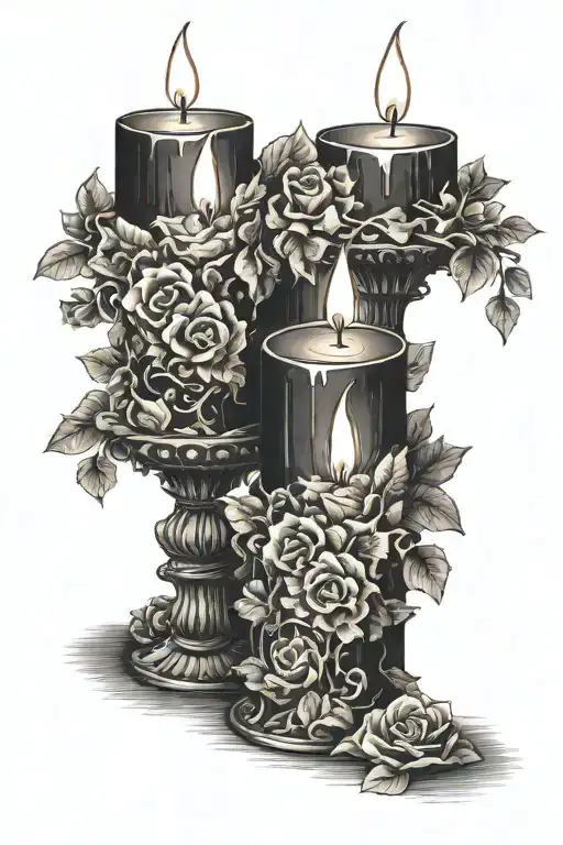 Vintage Candle Opera Black Candles Lit